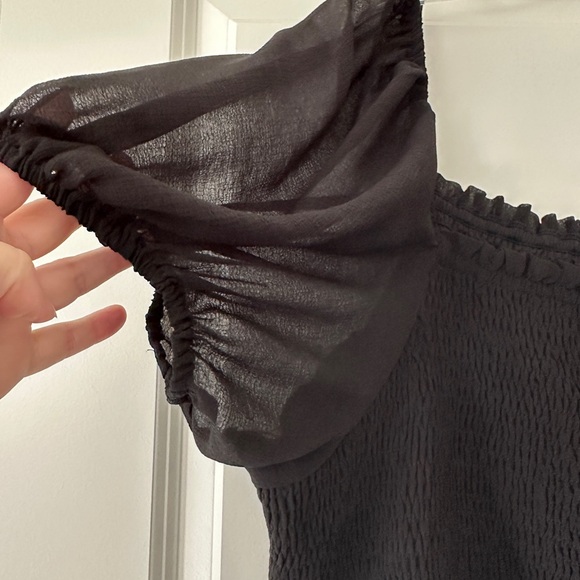 Chic Soul Black Square-Neck Puff-Sleeve Tiered Dress - Picture 3 of 8